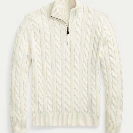 Cable-Knit Sweater - White