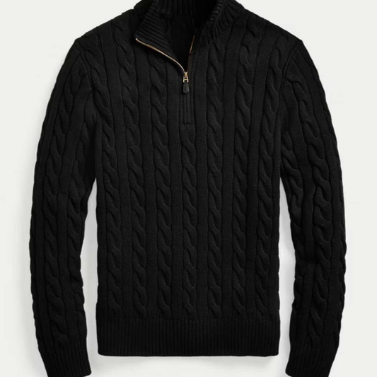 Cable-Knit Sweater - Black
