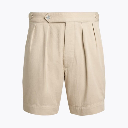 Relaxed Fit Pleated Twill Short