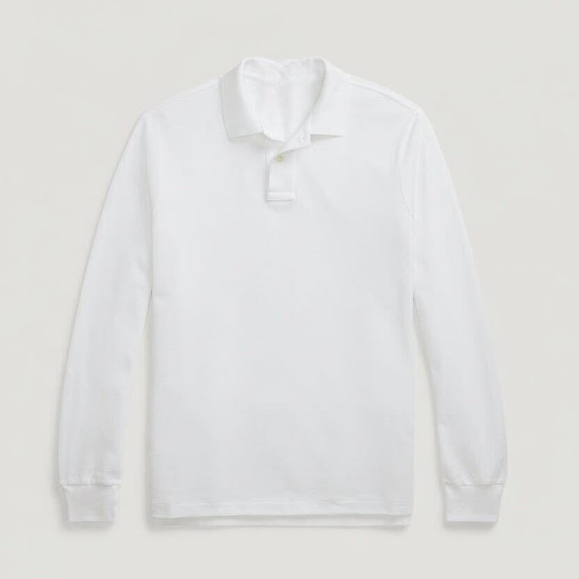 Mesh Long-Sleeve Polo Shirt